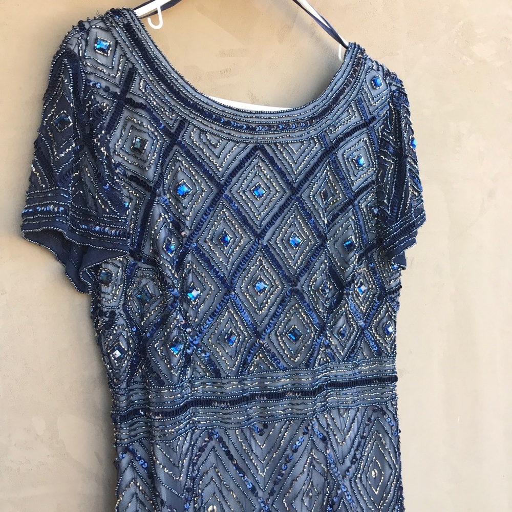 Beaded dark blue gown